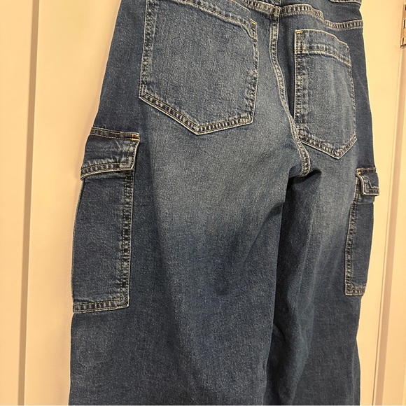 Gap ‘90’s Loose Fit Cargo Mid Rise Blue Denim Jeans Waist 30 Petite Women’s - Picture 11 of 13